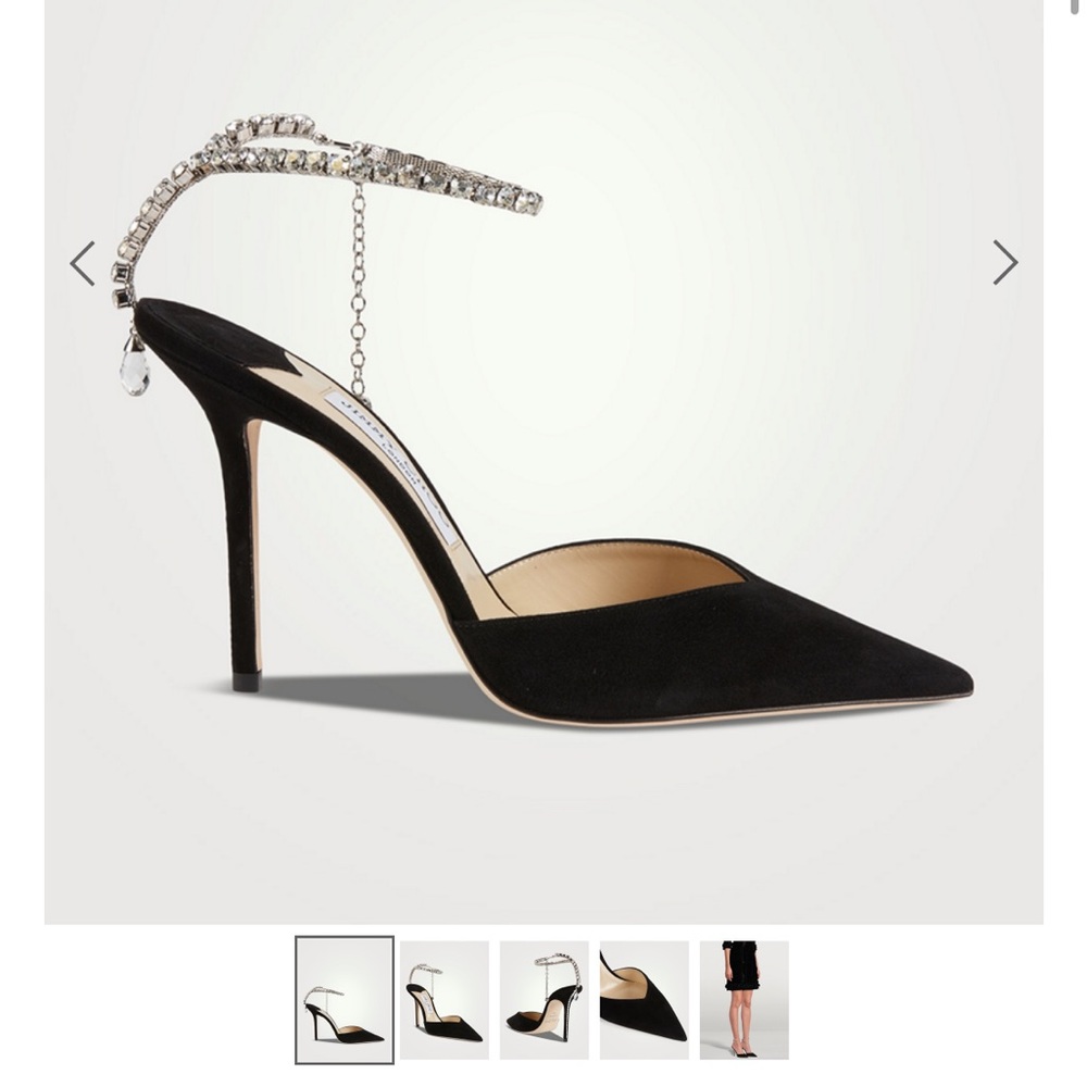 Saeda Suede Pumps With Crystal Ankle Strap